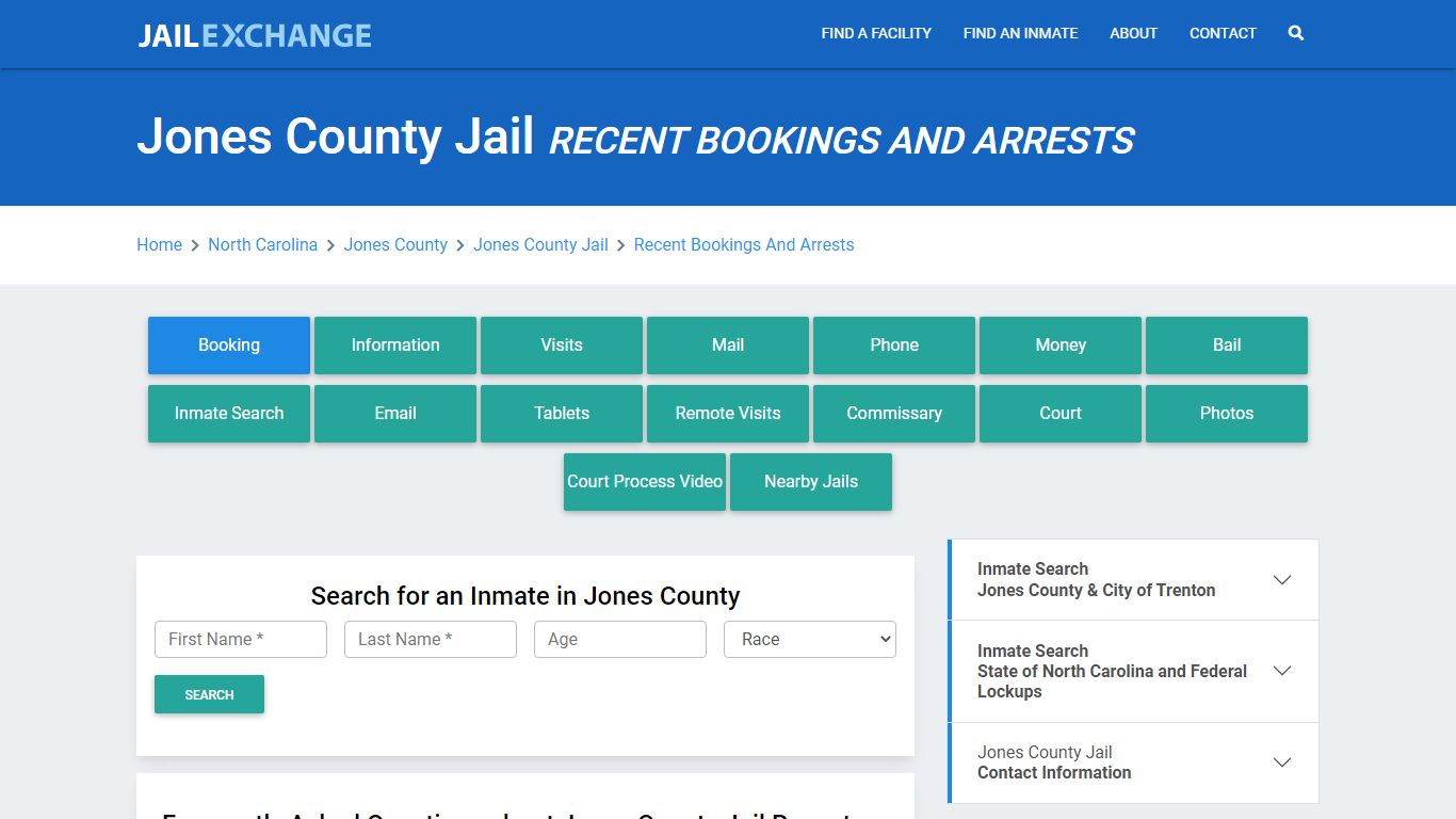 Jones County Jail Recent Bookings And Arrests - Jail Exchange