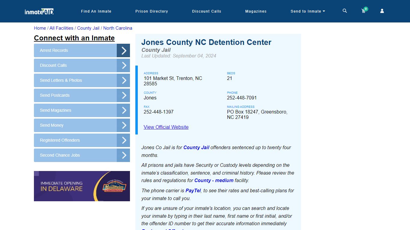 Jones County NC Detention Center - Inmate Locator